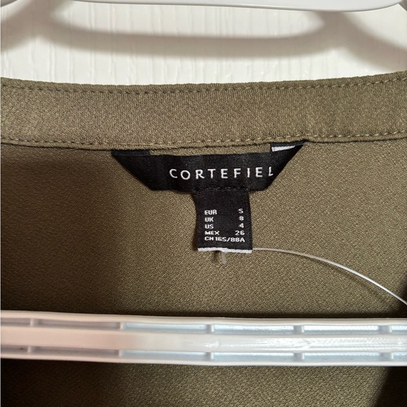 Elegant Olive V-Neck Blouse - Picture 2 of 5